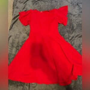 Red Dress with Flutter Sleeves